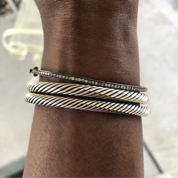 Black Boulder OPAL and Genuine Diamonds Hinged Bracelet - Picture 11 of 13